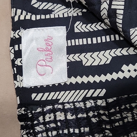 Parker "Molly" Strapless Black & Ivory Geo Print Dress, Size Tag Removed. - Picture 11 of 13